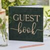 Green Velvet Foiled Wedding Guest Book Ginger Ray