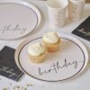 Nude and Black Happy Birthday Paper Party Plates Ginger Ray