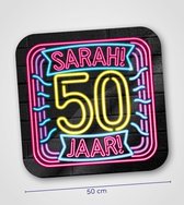 Onderzetters Sarah 50 jaar neon 6 stuks