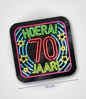Onderzetters 70 jaar neon 6 stuks