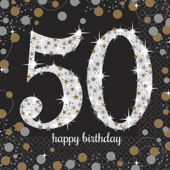 Servetten Sparkling gold 50 jaar
