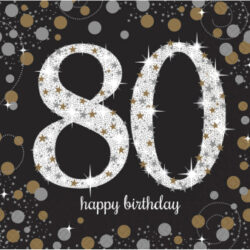 Servetten Sparkling gold 80 jaar