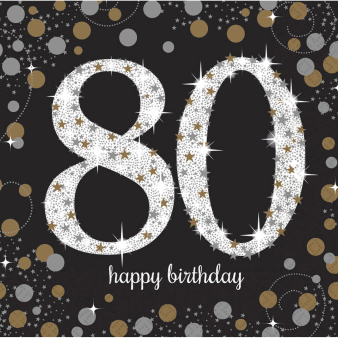 Servetten Sparkling gold 80 jaar