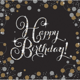 Servetten Sparkling gold Happy Birthday