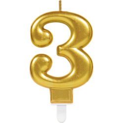 kaarsje goud nummer 3 (9.3cm)