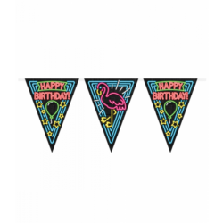 Vlaggenlijn neon Happy Birthday (10 meter)