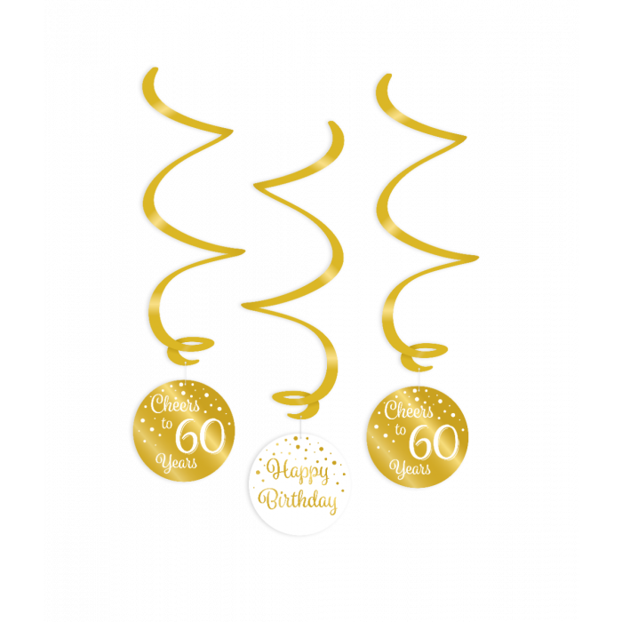 Hangslingers gold/white 60 jaar- 3st