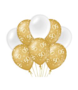 Ballonnen 12inch/30cm 50 jaar/ 8 st