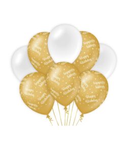 Ballonnen 12inch/30cm Happy Birthday/ 8 st
