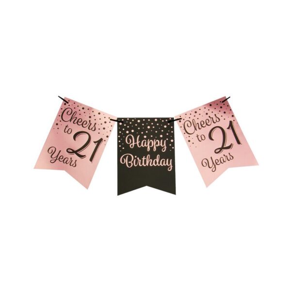 Vlaggenlijn rose/black 21 jaar/ 6 meter