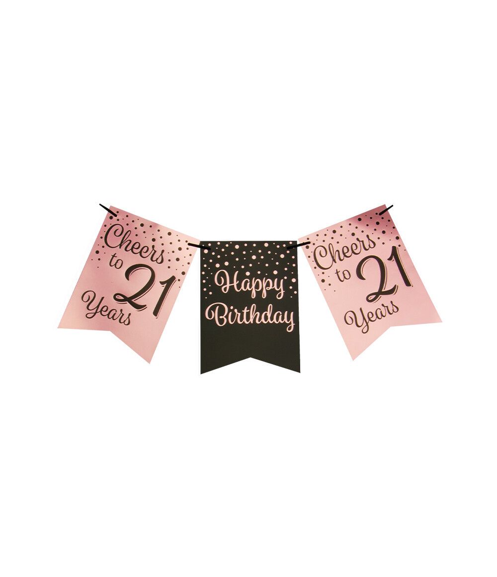 Vlaggenlijn rose/black 21 jaar/ 6 meter