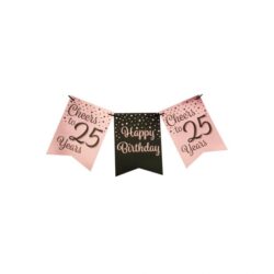 Vlaggenlijn rose/black 25 jaar/ 6 meter