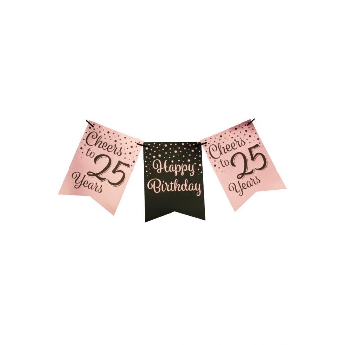 Vlaggenlijn rose/black 25 jaar/ 6 meter