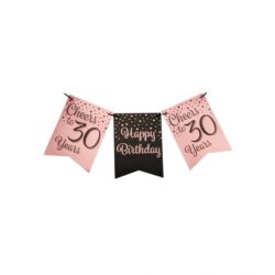 Vlaggenlijn rose/black 30 jaar/ 6 meter
