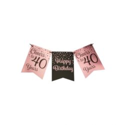 Vlaggenlijn rose/black 40 jaar/ 6 meter