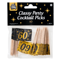 60 jaar Classy cocktailprikkers zwart/goud - Afbeelding 2