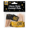 80 jaar Classy cocktailprikkers zwart/goud - Afbeelding 2