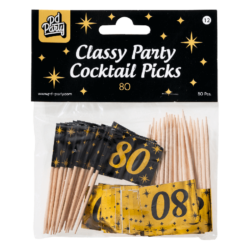 80 jaar Classy cocktailprikkers zwart/goud - Afbeelding 2