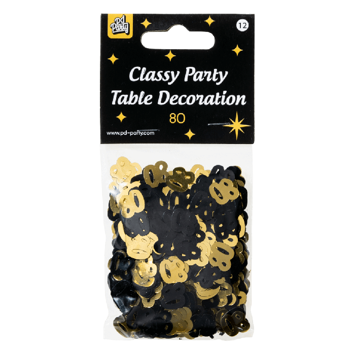 80 jaar Classy tafelconfetti zwart/goud - Afbeelding 2