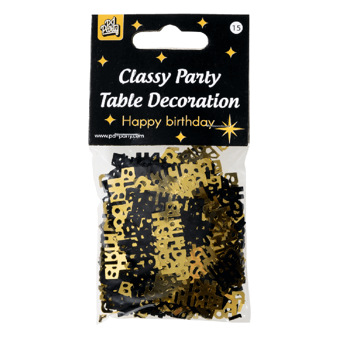 Happy Birthday Classy tafelconfetti zwart/goud - Afbeelding 2