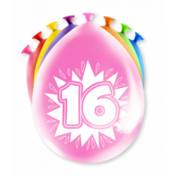 Ballonnen 12inch/30cm 16 jaar/ 8 st