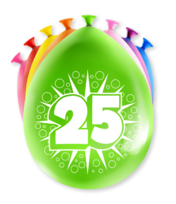 Ballonnen 12inch/30cm 25 jaar/ 8 st
