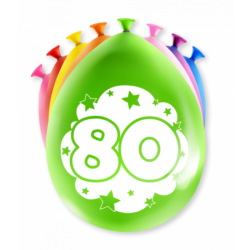 Ballonnen 12inch/30cm 80 jaar/ 8 st