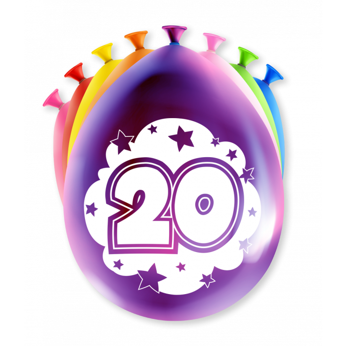 Ballonnen 12inch/30cm 20 jaar/ 8 st