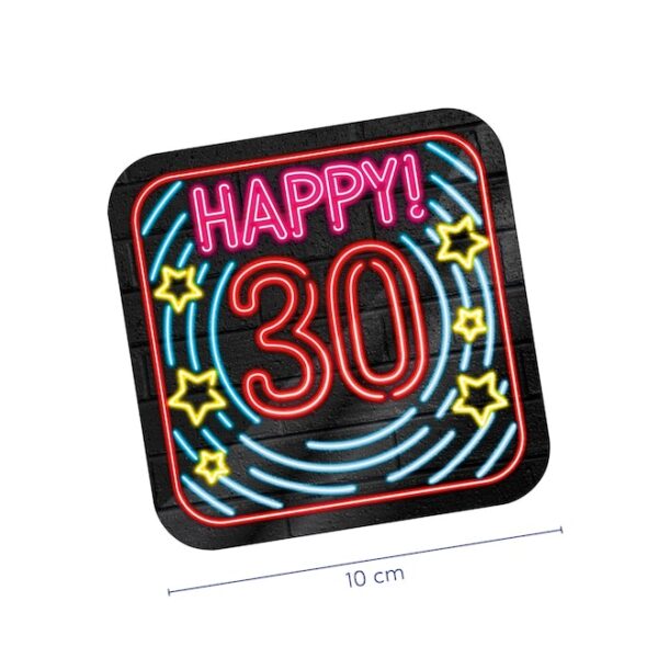 Onderzetters 25 jaar neon 6 stuks