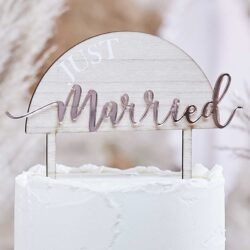 Just Married Wooden Wedding Cake Topper Ginger Ray