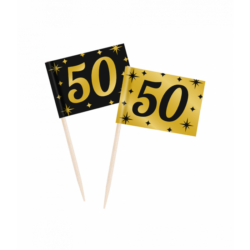 50 jaar Classy cocktailprikkers zwart/goud