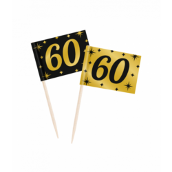 60 jaar Classy cocktailprikkers zwart/goud