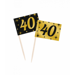 40 jaar Classy cocktailprikkers zwart/goud