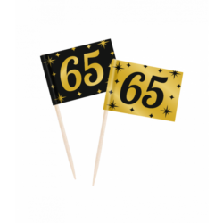 65 jaar Classy cocktailprikkers zwart/goud