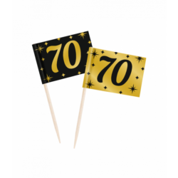 70 jaar Classy cocktailprikkers zwart/goud