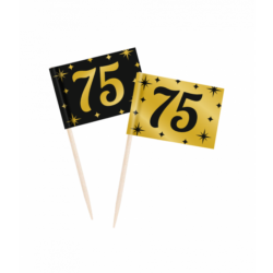 75 jaar Classy cocktailprikkers zwart/goud