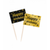 Happy Birthday Classy cocktailprikkers zwart/goud