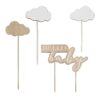 Wooden Hello Baby and Clouds Baby Shower Cake Topper Ginger Ray - Afbeelding 2
